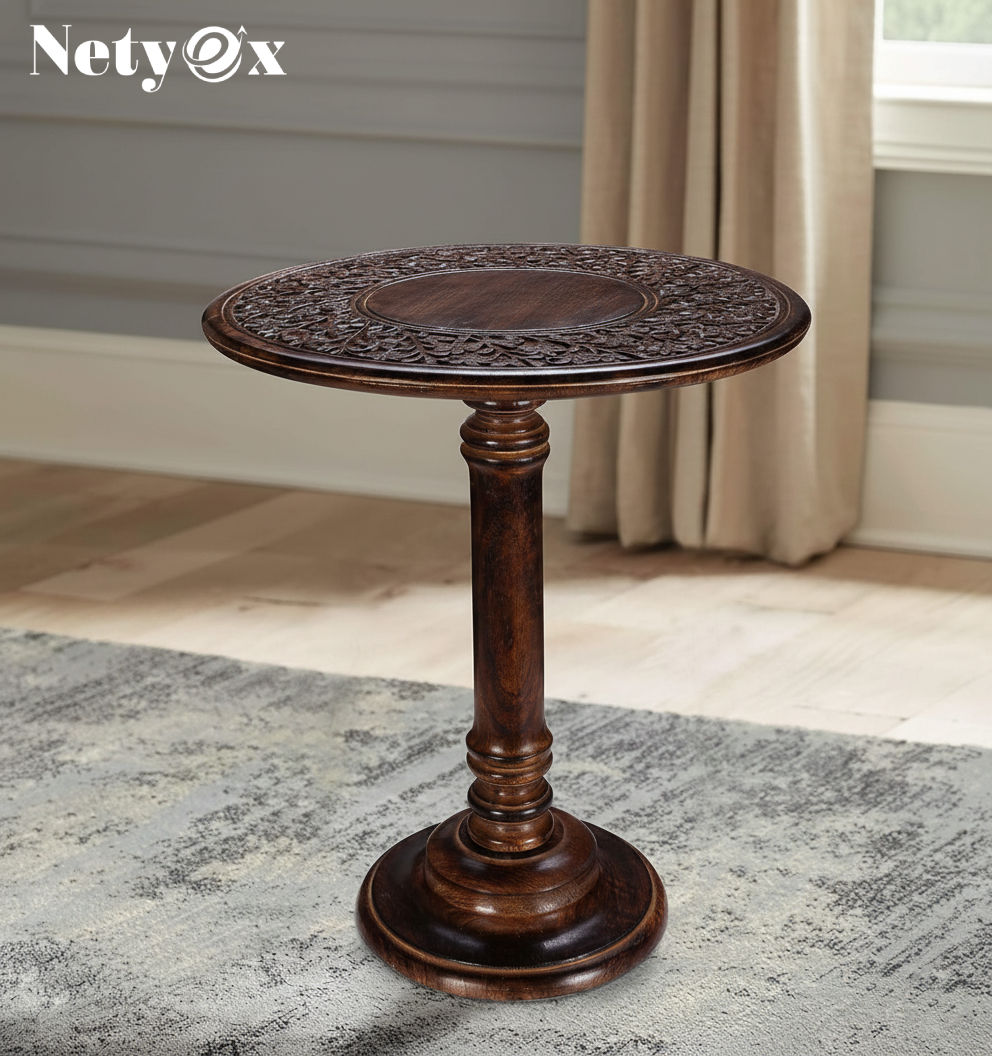 Coffee Table for Livingroom, Single Pillar End Table