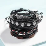 Combo Leather Wraps Casual Latest Trend Multi Strand Wrist Bracelets