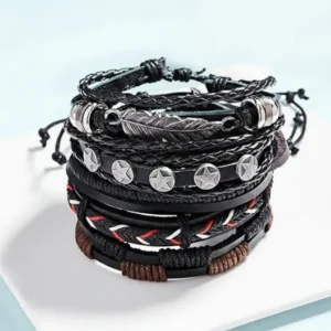 Combo Leather Wraps Casual Latest Trend Multi Strand Wrist Bracelets