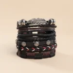 Combo Leather Wraps Casual Latest Trend Multi Strand Wrist Bracelets