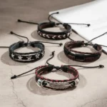 Combo Leather Wraps Casual Latest Trend Multi Strand Wrist Bracelets