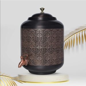 Copper Carving Water Dispenser Matka Vessel