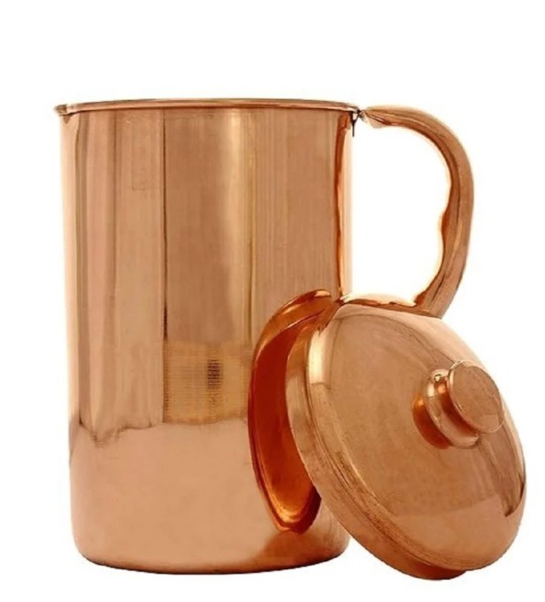 Copper Jug Pitcher with Glasses