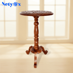 Hand-Carved Sheesham Round Multipurpose Corner/Bed-Side/End Table