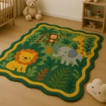 Hand Tufted Colorful Jungle Theme Green Area Rugs