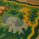 Hand Tufted Colorful Jungle Theme Green Area Rugs