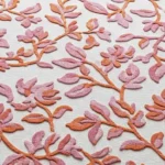 Hand-Tufted Floral Area Rug 3D Scalloped Design, Pink & Burnt Orange