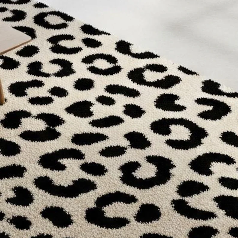 Hand Tufted Rugs Black Brown Animal Print Abstract Area Rug