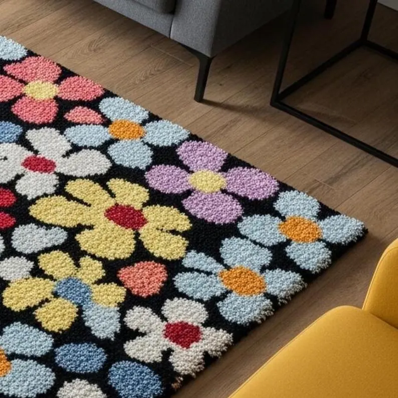 Hand Tufted Rugs Colorful Abstract Floral Area Rug