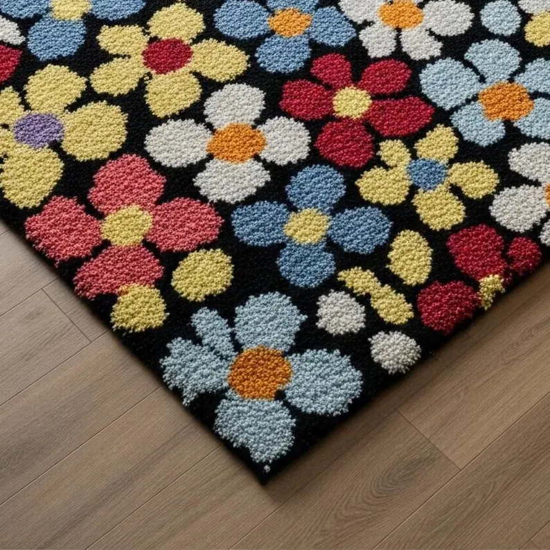 Hand Tufted Rugs Colorful Abstract Floral Area Rug