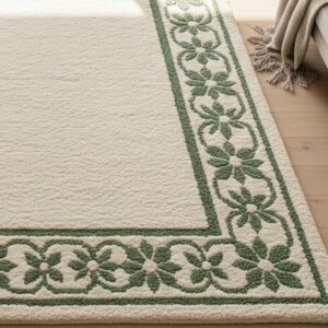 Hand Tufted Rugs Off White Sage Green Vintage Floral Area Rug