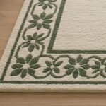 Hand Tufted Rugs Off White Sage Green Vintage Floral Area Rug