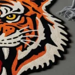 Hand-Tufted Tiger Rug: Colorful Wool Animal Print Rug