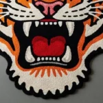 Hand-Tufted Tiger Rug: Colorful Wool Animal Print Rug
