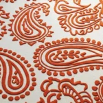 Ivory and Orange Scalloped Edge Floral Wool Area Rug