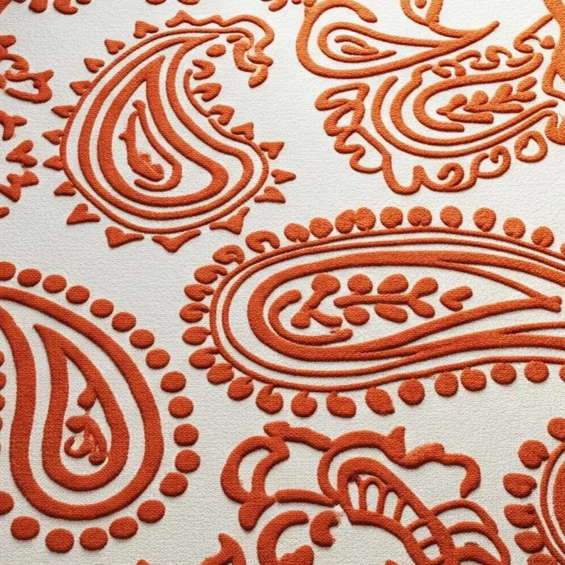 Ivory and Orange Scalloped Edge Floral Wool Area Rug