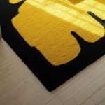 Modern Black Yellow Abstract Hand Tufted Wool Area Rug