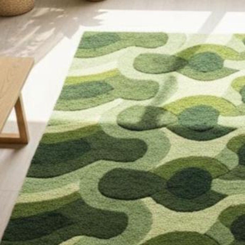 Modern Green Forest Hand Tufted Wool Area Rug