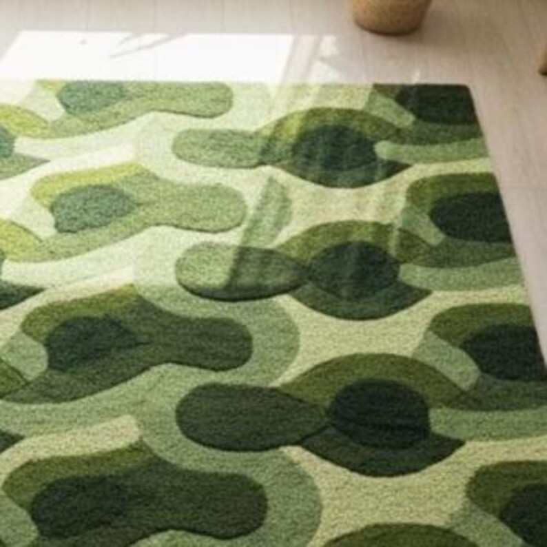 Modern Green Forest Hand Tufted Wool Area Rug