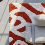 Modern Ivory Orange Abstract Hand Tufted Wool Area Rug