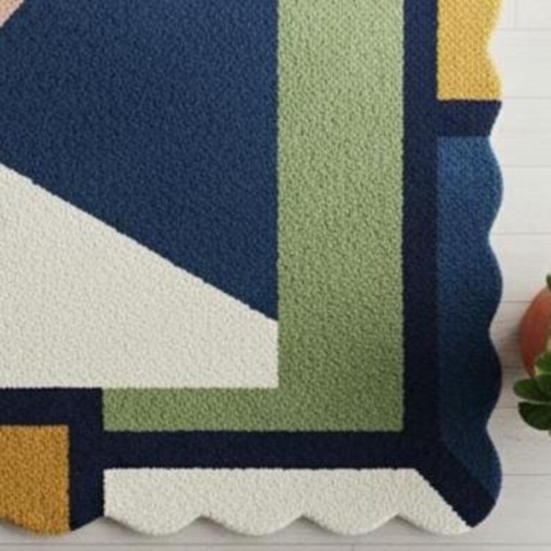 Modern Multicolor Geometric Hand Tufted Wool Area Rug