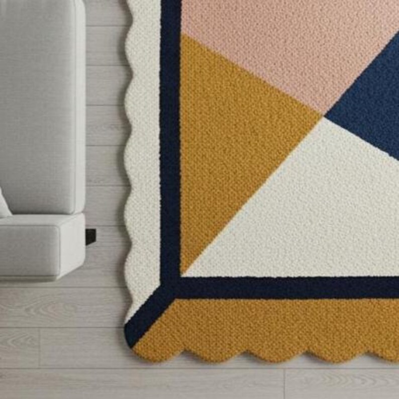 Modern Multicolor Geometric Hand Tufted Wool Area Rug