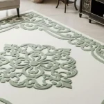 Off White Sage Green Vintage Floral Hand Tufted Area Rug