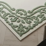 Off White Sage Green Vintage Floral Hand Tufted Area Rug