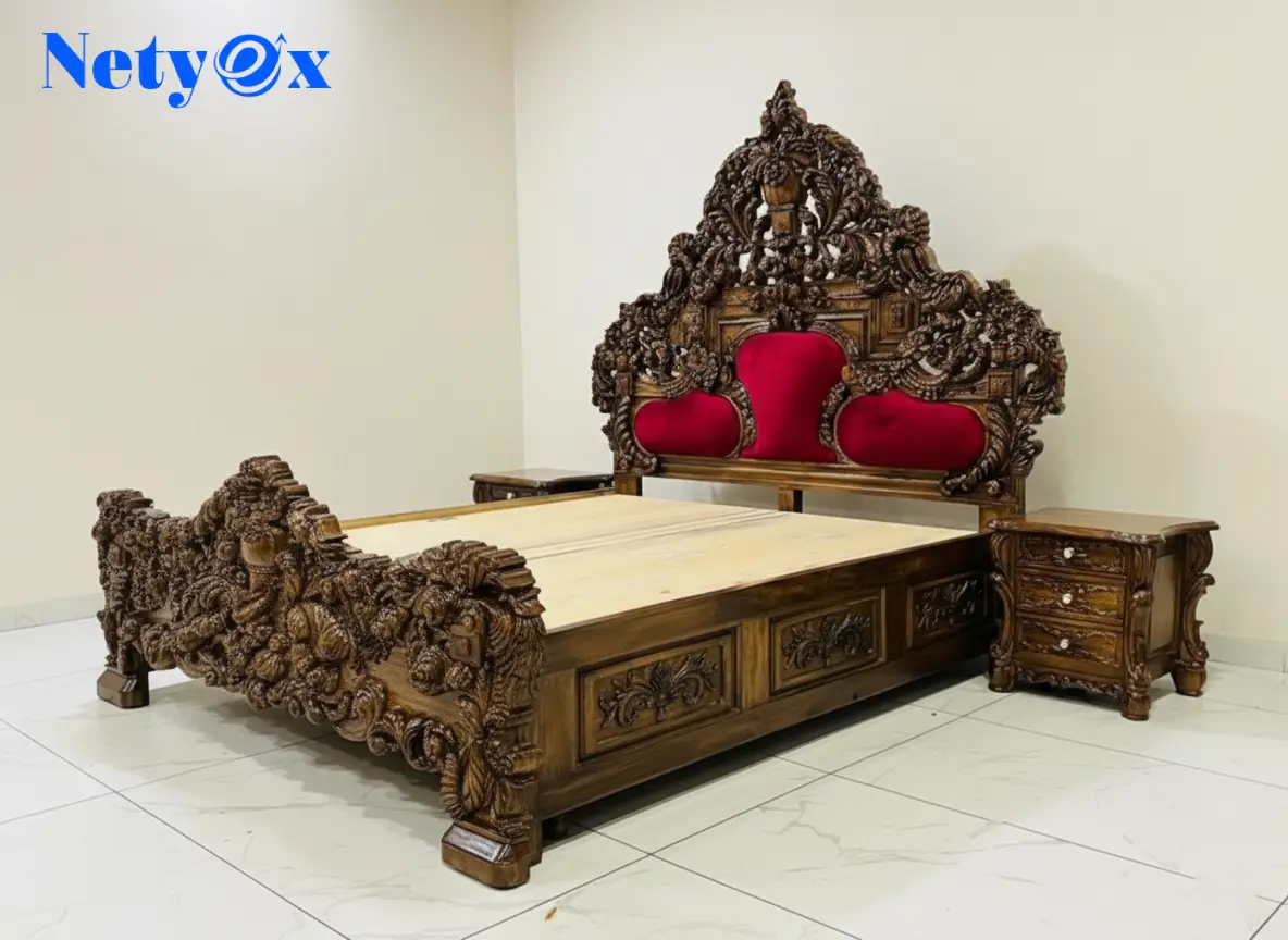 Royal King Size Wooden Carved Bedroom Set