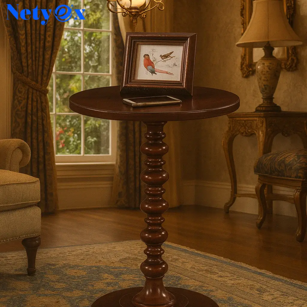 Round Coffee Table Wood End Side Table
