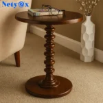 Round Coffee Table Wood End Side Table