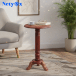 Sheesham Wood Brass Carved Side Table