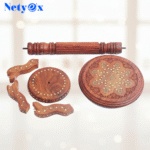 Sheesham Wood Brass Carved Side Table