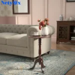 Side Table Oak Tray Small Round End Table