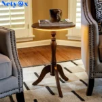Side Table Oak Tray Small Round End Table