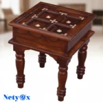 Solid Sheesham Brass Work L+T Design Side Table