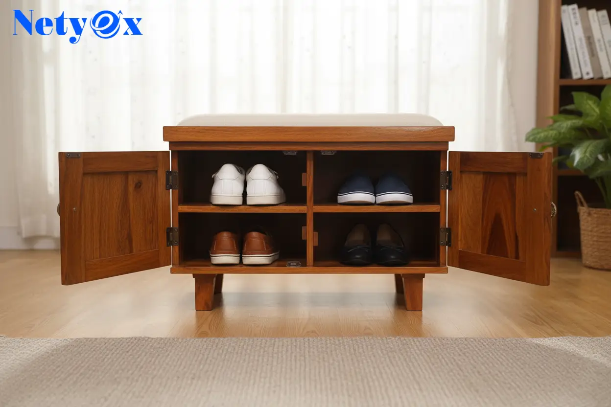 Solid Sheesham (Indian Rosewood) Wood Furniture Shoes Rack