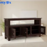 Solid Wooden Cabinet Sideboard with 6 Shelves and 3-Door Storage