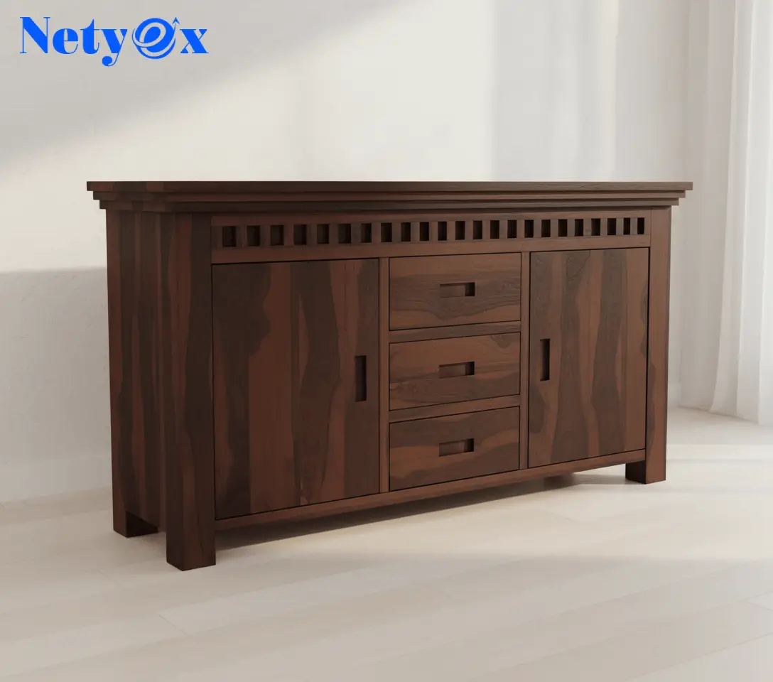 Solid Sheesham Wood Wooden Cabinet Sideboard
