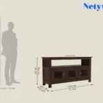 Solid Wooden Cabinet Sideboard with 6 Shelves and 3-Door Storage