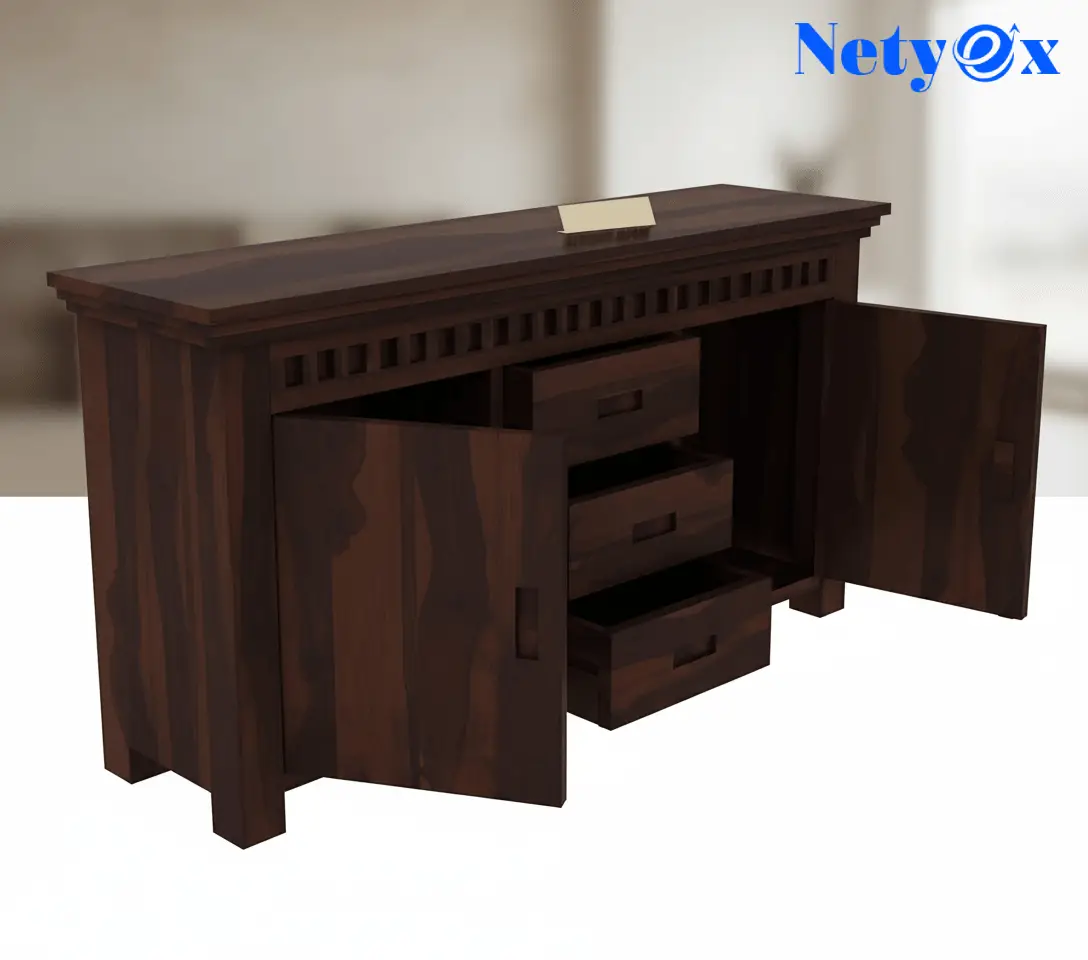 Solid Sheesham Wood Wooden Cabinet Sideboard