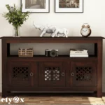 Solid Wooden Cabinet Sideboard with 6 Shelves and 3-Door Storage