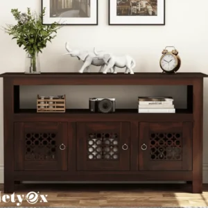 Solid Wooden Cabinet Sideboard with 6 Shelves and 3-Door Storage