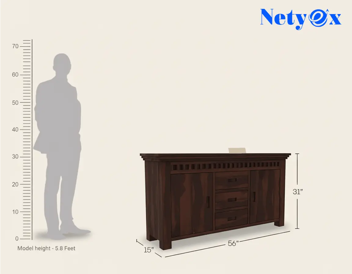 Solid Sheesham Wood Wooden Cabinet Sideboard