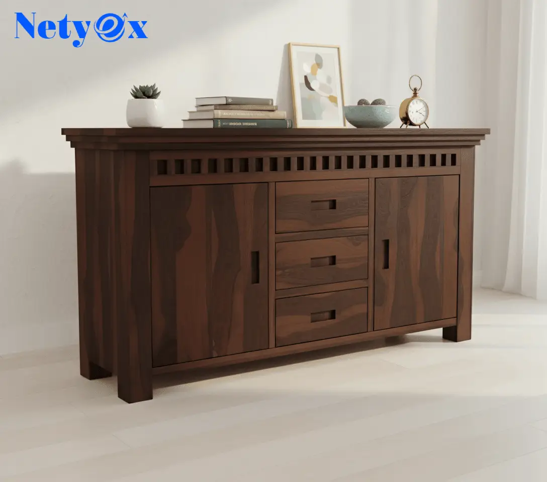 Solid Sheesham Wood Wooden Cabinet Sideboard