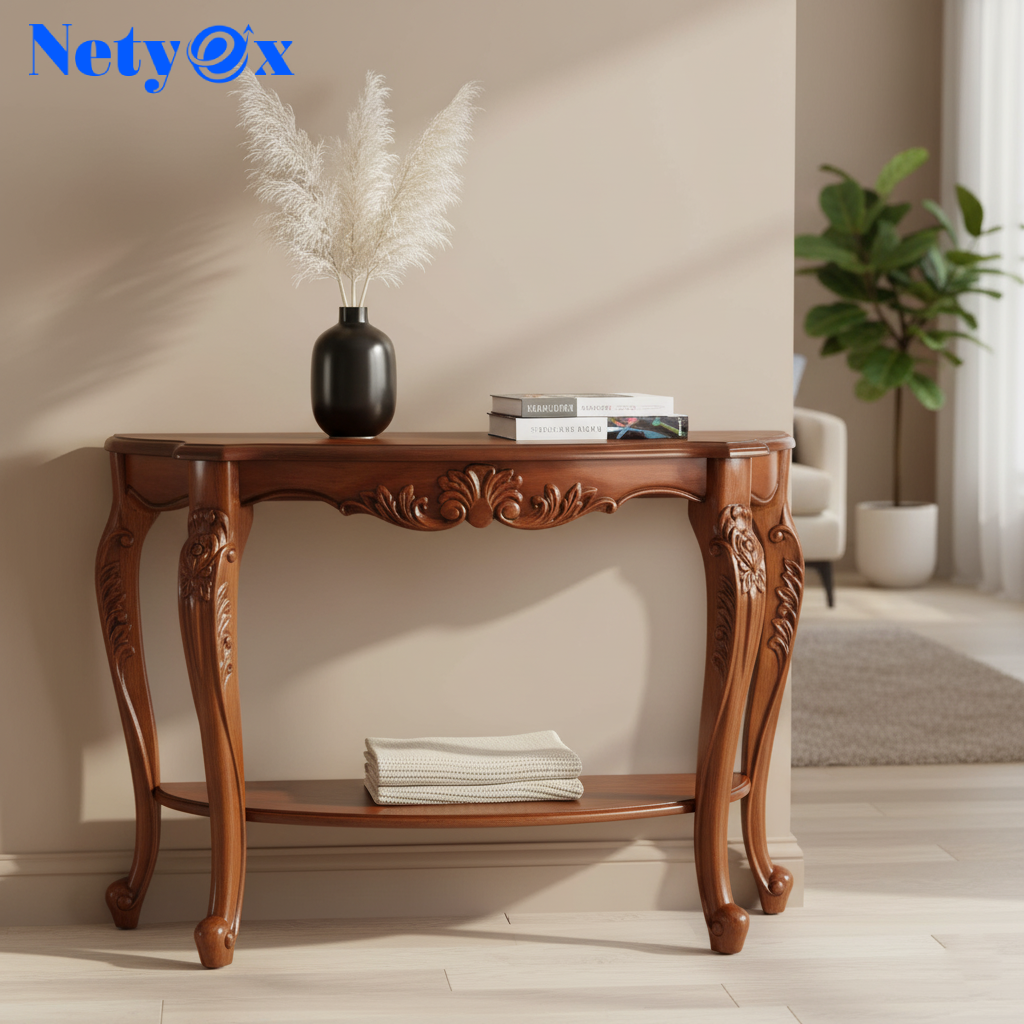 Space-Saving Half-Round Entryway & Accent Table (Solid Sheesham)