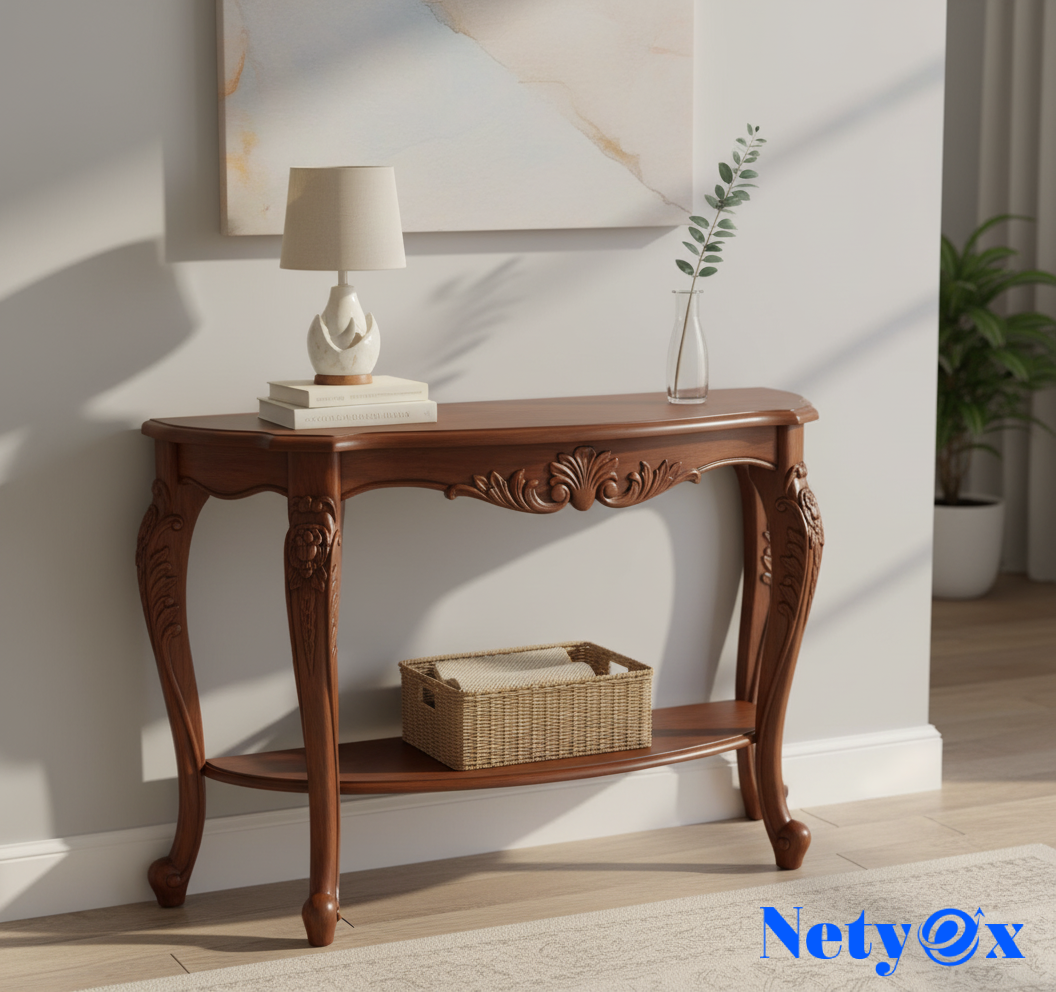 Space-Saving Half-Round Entryway & Accent Table (Solid Sheesham)