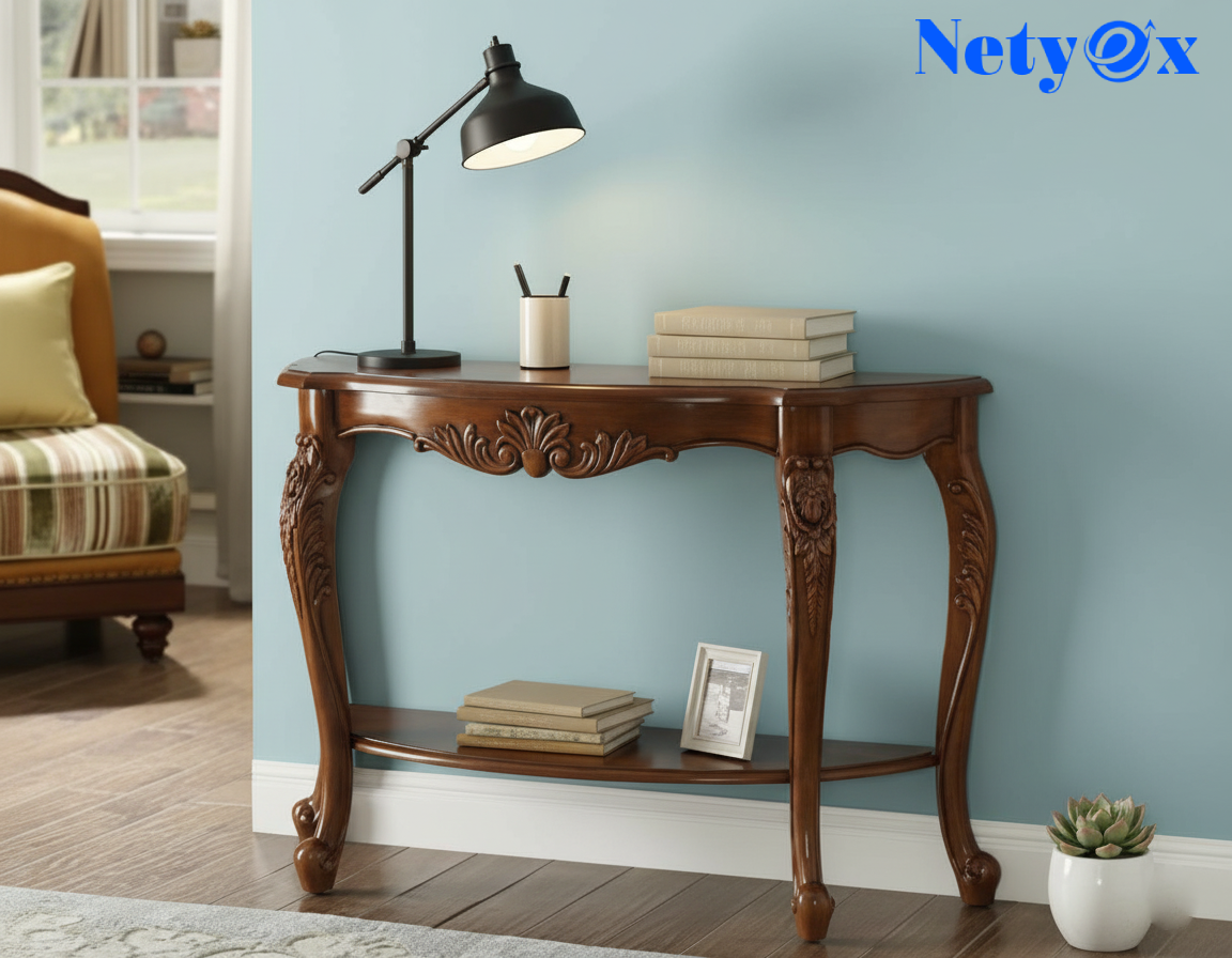 Space-Saving Half-Round Entryway & Accent Table (Solid Sheesham)
