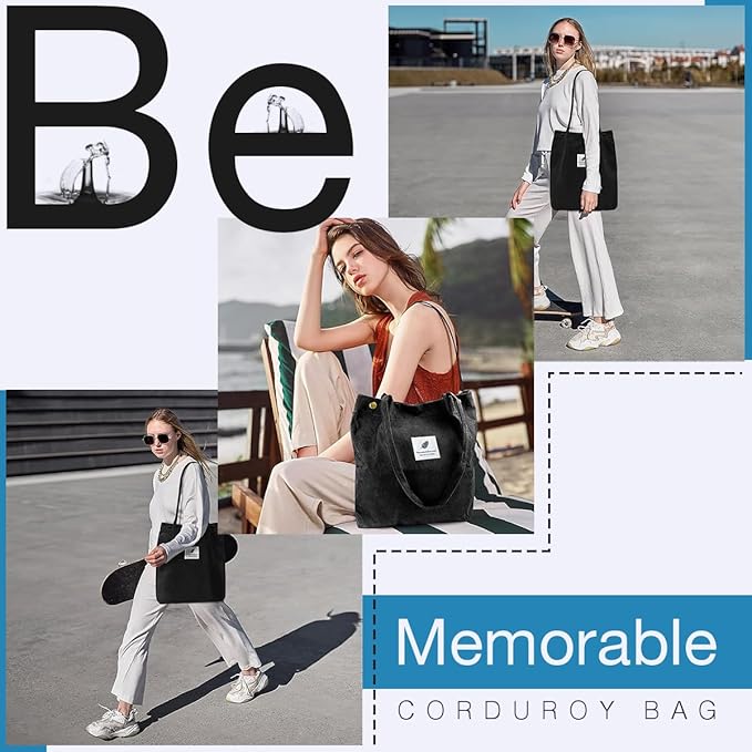 Women Corduroy Shoulder Tote Bag