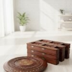 Wooden End Table Antique Wooden Round Shape Legged Stool